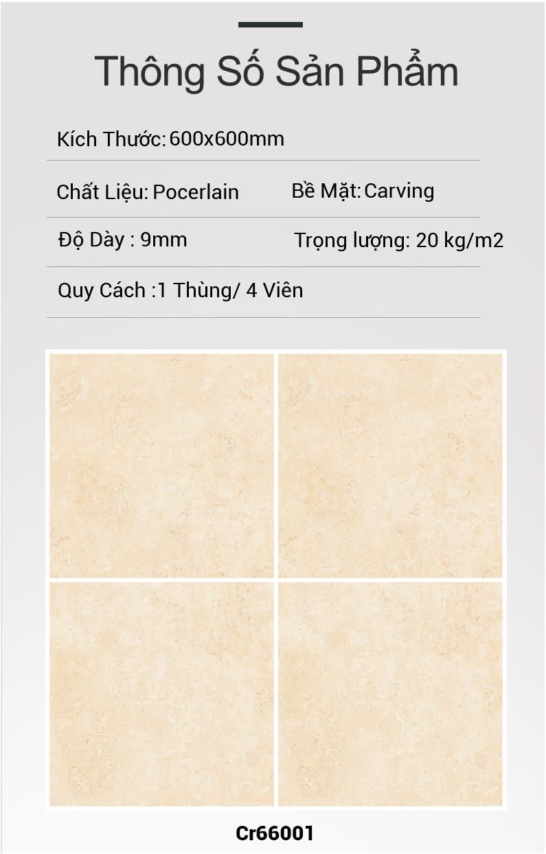 Gạch Ấn Độ 600x600 EMBER BEIGE CR66001