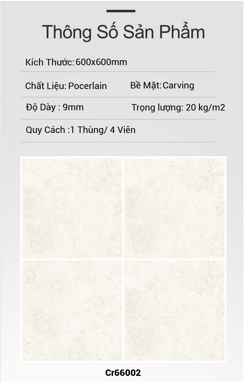 Gạch Ấn Độ 600x600 EMBER BIANCO CR66002