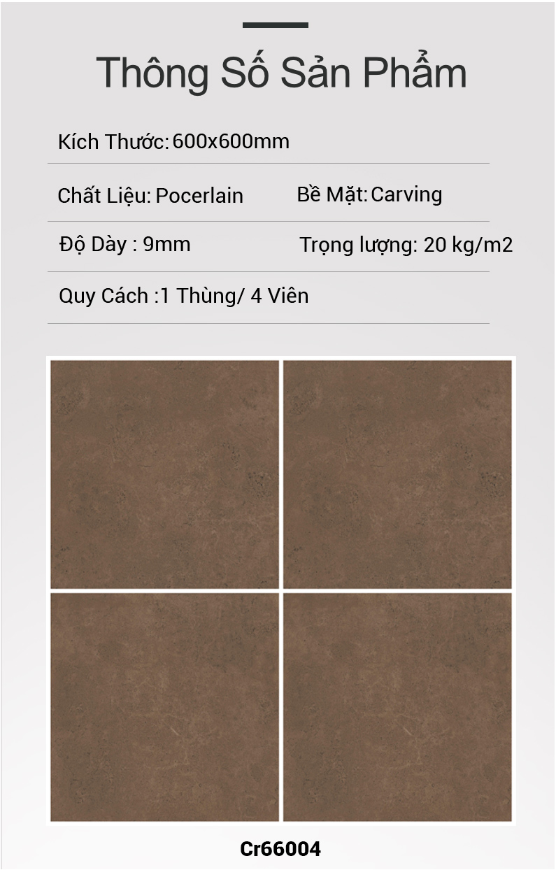 Gạch Ấn Độ 600x600 EMBER CHOCO CR66004