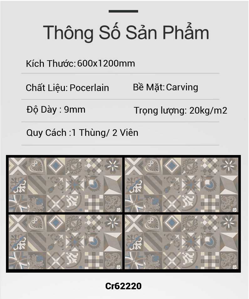 Gạch Ấn Độ 60x120 Cr62220